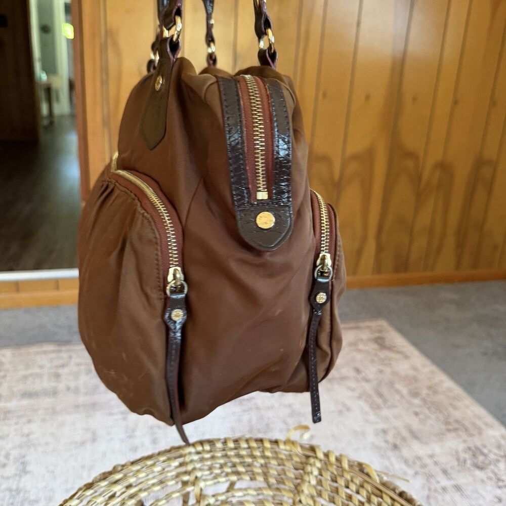 MZ Wallace Brown Nylon Leather Large Top Handle Tote Bag - Picture 11 of 16